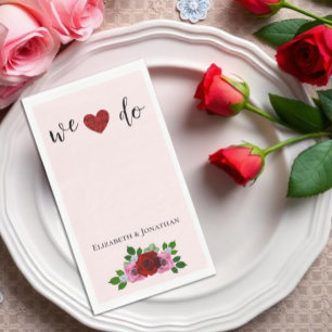 Servilleta De Papel Boda de Rosas Rojas y Rosadas