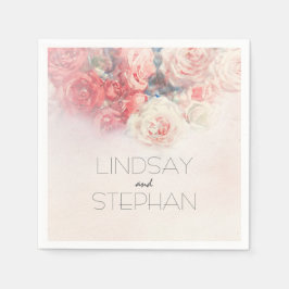Servilleta De Papel Boda de rosas rosadas de Rubor de color de agua