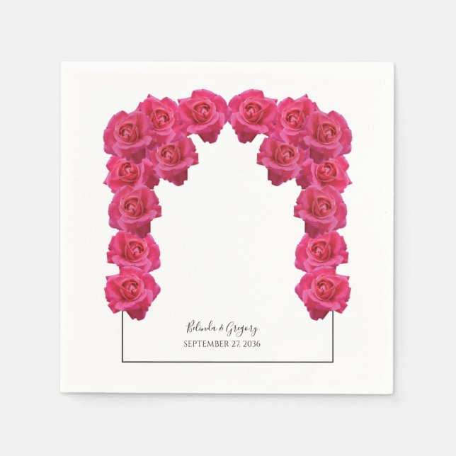 Servilleta De Papel Boda de Rosas Rosadas Rústicas (Anverso)