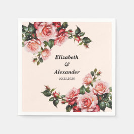 Servilleta De Papel boda de rosas rosadas y rojas bonitos