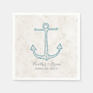 Servilleta De Papel Boda de Royal Blue Rustic Anchor