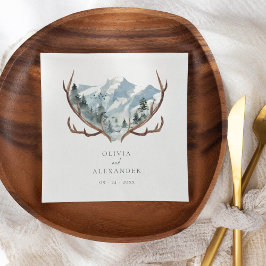 Servilleta De Papel Boda de Rustic Antlers Mountain Boho