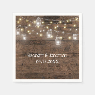 Servilleta De Papel Boda de Rustic Mason Jar String Lights