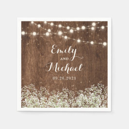 Servilleta De Papel Boda de Rústico Wood Baby Breath String