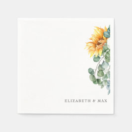 Servilleta De Papel Boda de Sage Sage con flores de sol en cascada
