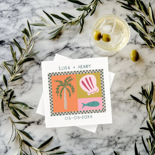 Servilleta De Papel Boda de Seaside Soiree Participación PERSONALIZADO