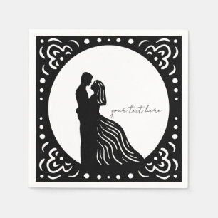 Servilleta De Papel Boda de silueta Pareja Toallas de papel negro