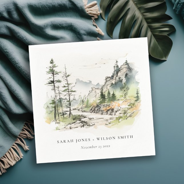 Servilleta De Papel Boda de Sketch de paisajes de montaña Soft Woods (Subido por el creador)