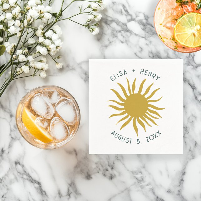 Servilleta De Papel Boda de Soiree en la costa PERSONALIZADO de Sol (Seaside Soiree WEDDING Engagement Cute Sun CUSTOM Napkins
)