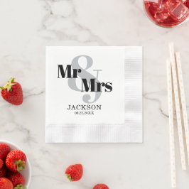 Servilleta De Papel Boda de Sr. y Sra. Gris y Negro
