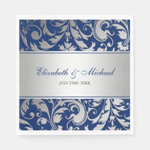 Servilleta De Papel Boda de Swift Blue Silver Damask