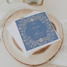 Servilleta De Papel Boda de Talavera Mexicana Azul Polvoriento 
