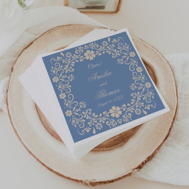 Servilleta De Papel Boda de Talavera Mexicana Azul Polvoriento  (Subido por el creador)