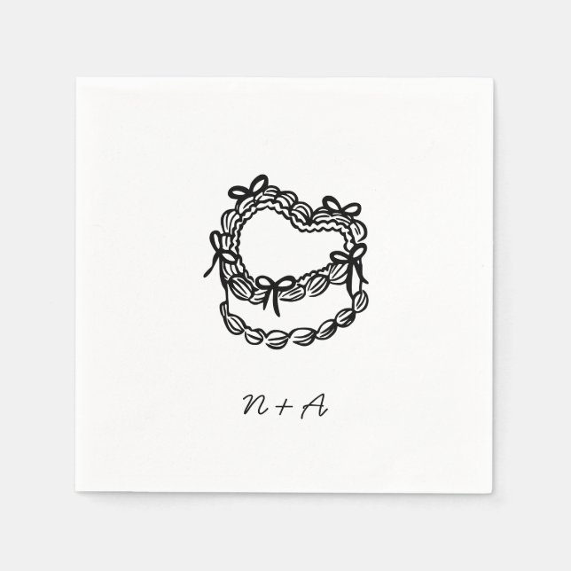 Servilleta De Papel Boda de tarta caprichosa a mano (Anverso)