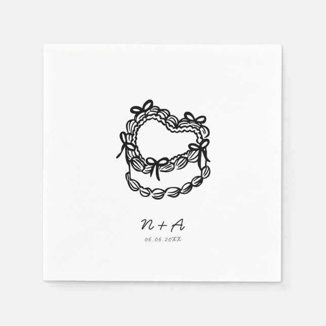 Servilleta De Papel Boda de tarta caprichosa a mano (Anverso)