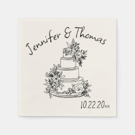 Servilleta De Papel Boda de tarta de doodle con mano extravagante y ca