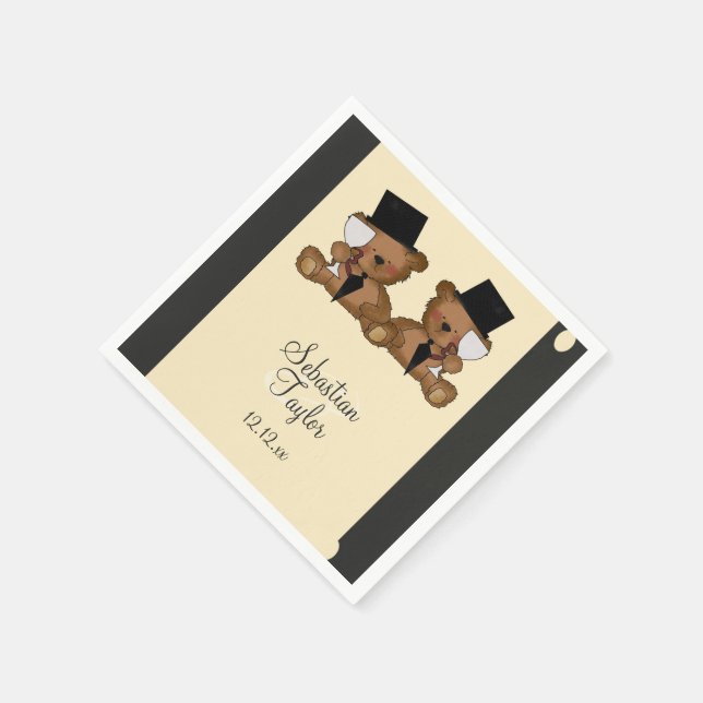 Servilleta De Papel Boda de Teddy Bear Grooms (Borde)
