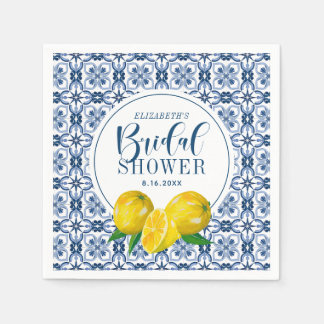 Servilleta De Papel Boda de tela azul de limón italiano