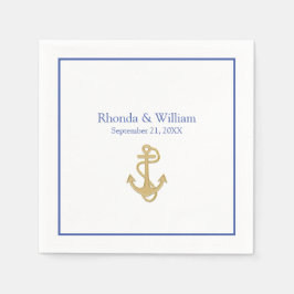 Servilleta De Papel Boda de temas náuticos azules y blancos