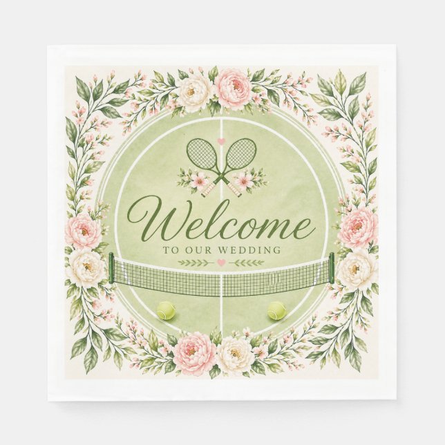 Servilleta De Papel Boda de tenis (Anverso)