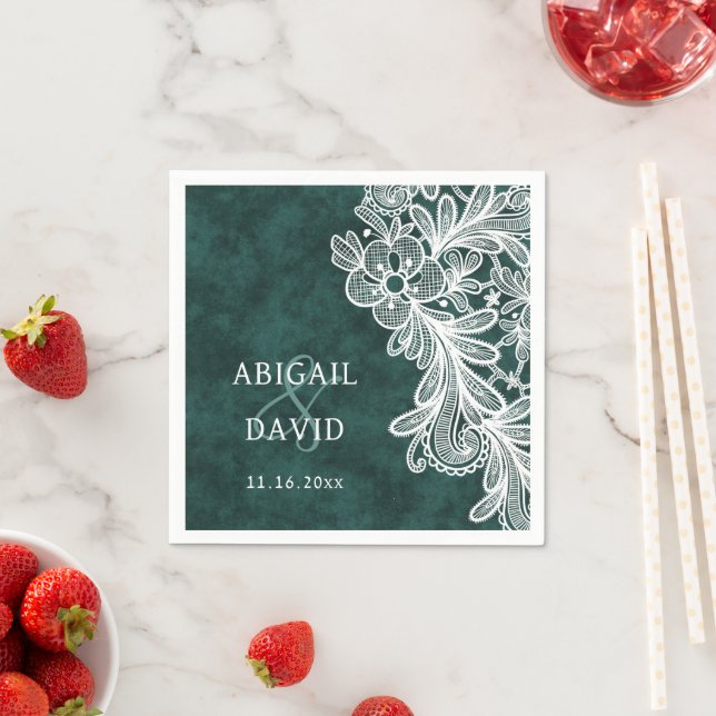 Servilleta De Papel Boda de terciopelo verde esmeralda (In situ)