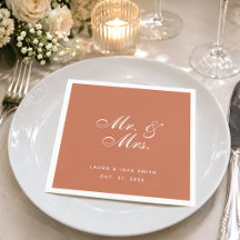 Boda de Terracota Sr. y Sra. Brown Letra Blanca