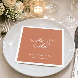 Servilleta De Papel Boda de Terracota Sr. y Sra. Brown Letra Blanca