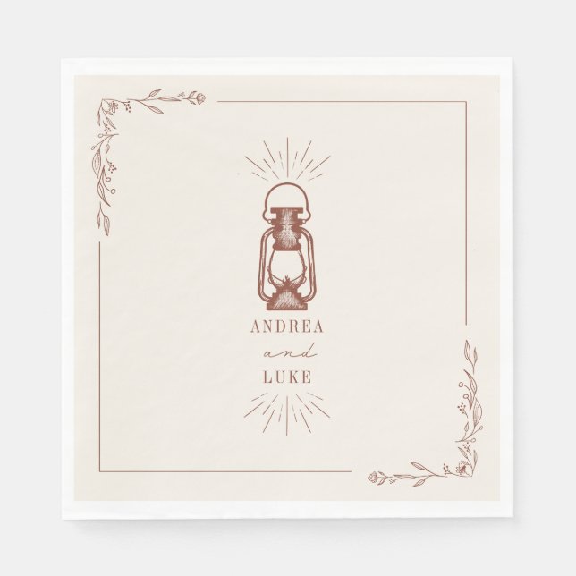 Servilleta De Papel Boda de Terracotta Rústica Vintage (Anverso)