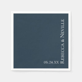 Servilleta De Papel Boda de texto azul marino náutico moderno simple