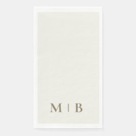 Servilleta De Papel Boda de Texto Contemporáneo Monograma Crema Dorado