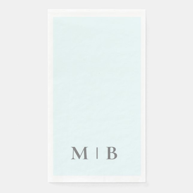 Servilleta De Papel Boda de texto gris azul hielo de monograma contemp (Anverso)