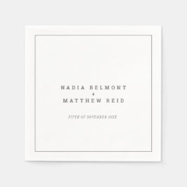 Servilleta De Papel Boda de texto vertical gris mínimo en blanco