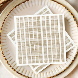 Servilleta De Papel Boda de textura de raya moderna dorada y blanca