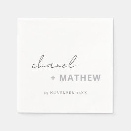 Servilleta De Papel Boda de tipografía de escritura blanca mínima en b
