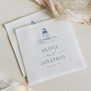 Servilleta De Papel Boda de Toile Azul de Farola Costera