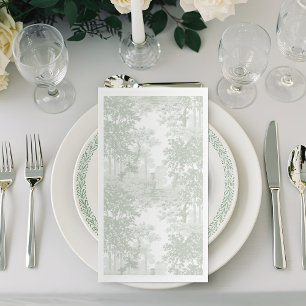 Servilleta De Papel Boda de Toile de Paisaje Verde Salvia Clásico
