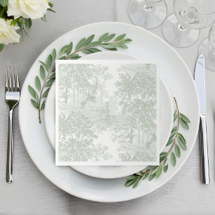 Servilleta De Papel Boda de Toile de Paisaje Verde Salvia Clásico
