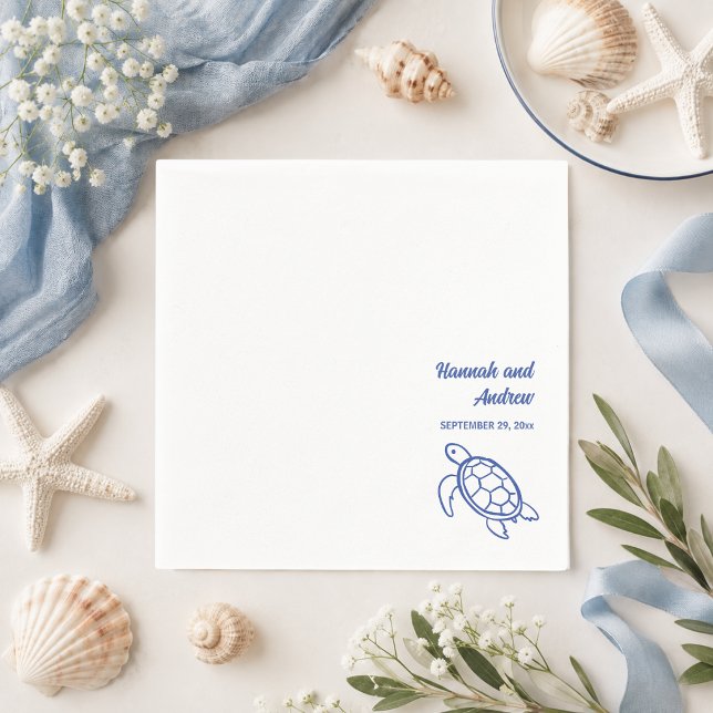 Servilleta De Papel Boda de Tortuga Chic Dibujada a Mano (Subido por el creador)
