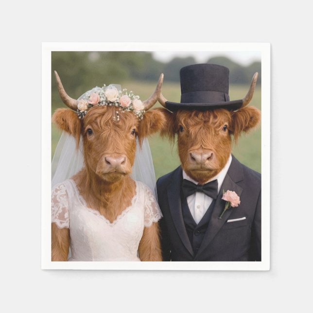 Servilleta De Papel Boda de vacas Scottish Highland (Anverso)