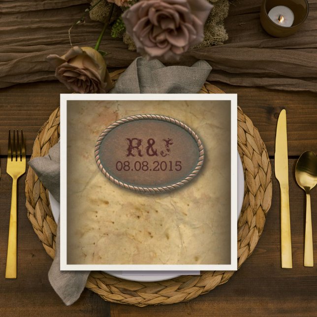 Servilleta De Papel Boda de vaquero de campo rústico de occidente (Rustic western country cowboy barn wedding napkins)