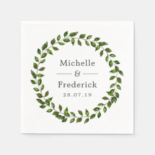 Servilleta De Papel Boda de vegetación acuarela