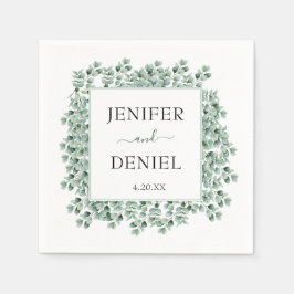 Servilleta De Papel Boda de vegetación botánica de eucalipto