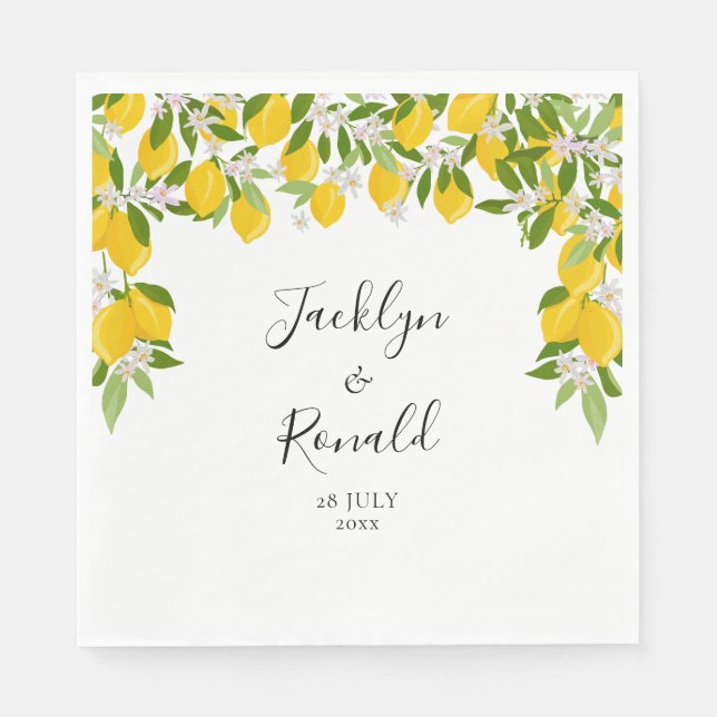 Servilleta De Papel Boda de vegetación de flor de limón (Anverso)