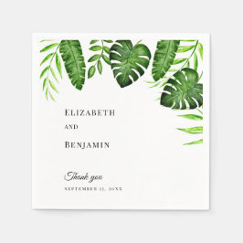 Servilleta De Papel Boda de Vegetación Tropical Hojas de Monstera Eleg