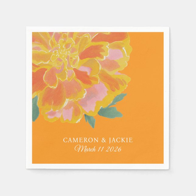 Servilleta De Papel Boda de verano con vibrante Marigold (Anverso)