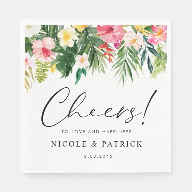 Servilleta De Papel Boda de verano de las flores tropicales acuáticas (Anverso)