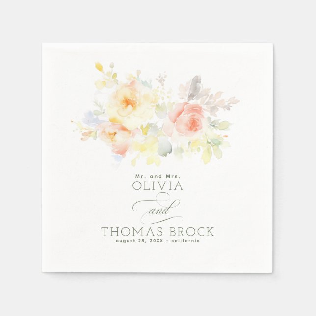 Servilleta De Papel Boda de verano floral elegante (Anverso)