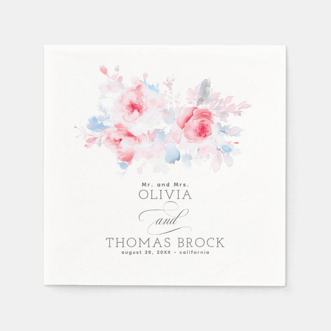 Servilleta De Papel Boda de verano floral elegante (Anverso)