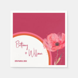 Servilleta De Papel Boda de verano moderno de flores rosadas vibrantes