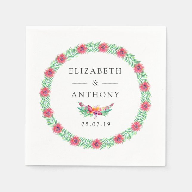 Servilleta De Papel Boda de verano tropical (Anverso)